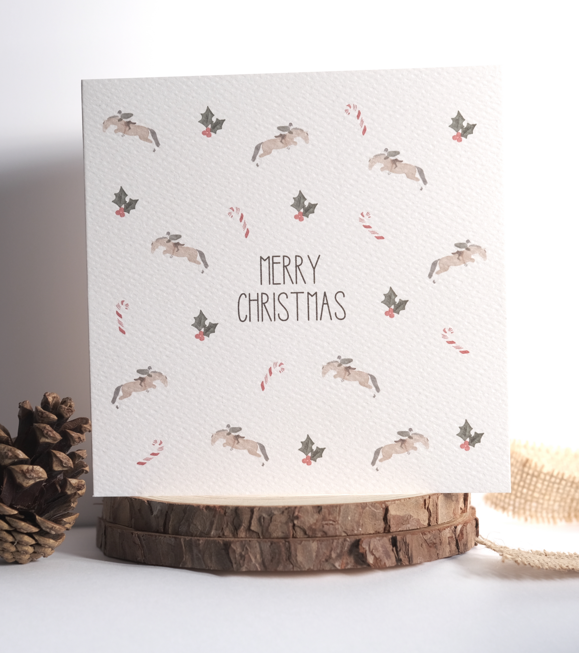 Merry Christmas Jumping Christmas Card - Glas Equine